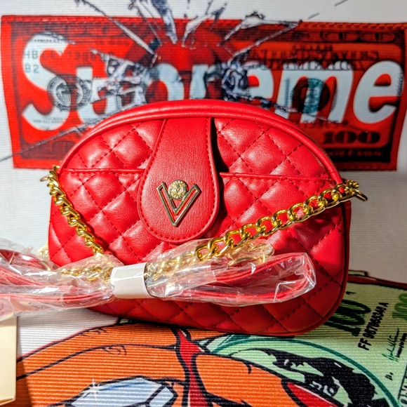 Valentino Orlandi Handbags - Valentino Orlandi Red Quilted Chain Shoulder Bag NWT